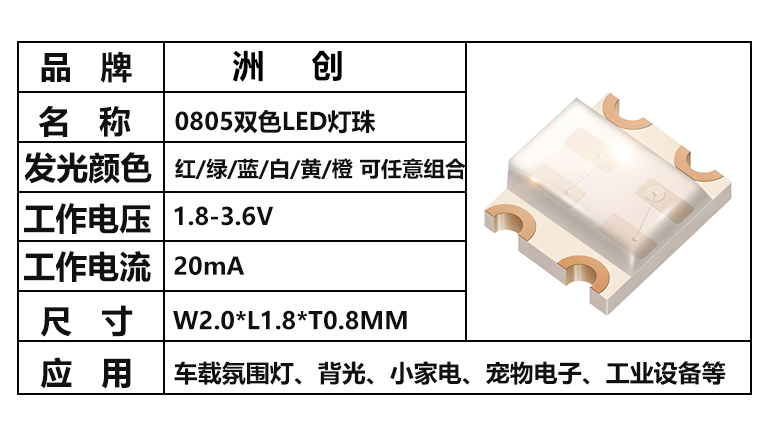 “0805雙色燈珠，0805紅藍雙色，雙色燈珠“/