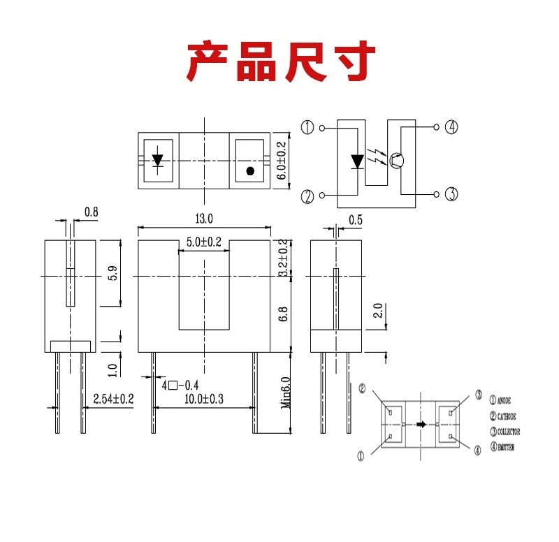“ITR9608槽型光電開關(guān)尺寸”/